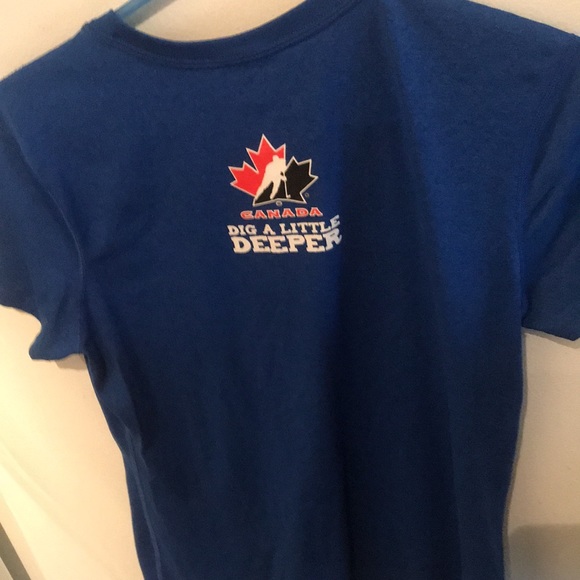 Nike Dry Fit dark blue athletic tee Canada Hockey Patch on back - Picture 4 of 5